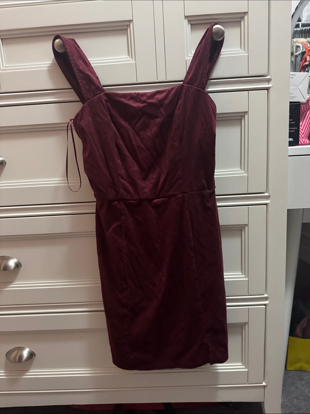 miami Burgundy Square-Neck Mini Dress